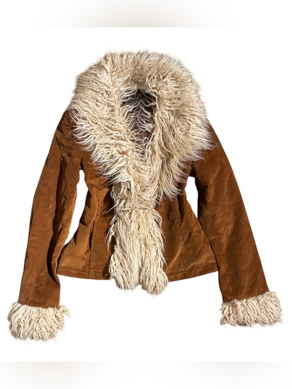 Superdry Faux Fur Corduroy Afghan Jacket Brown
